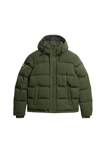 Superdry Herren Everest Kurze Pufferjacke mit Kapuze Army Grün M von Superdry