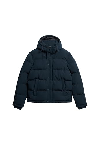 Superdry Herren Everest Kurze Pufferjacke mit Kapuze Finster Marineblau M von Superdry