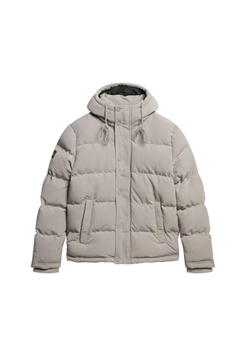 Superdry Herren Everest Kurze Pufferjacke mit Kapuze Metallgrau L von Superdry