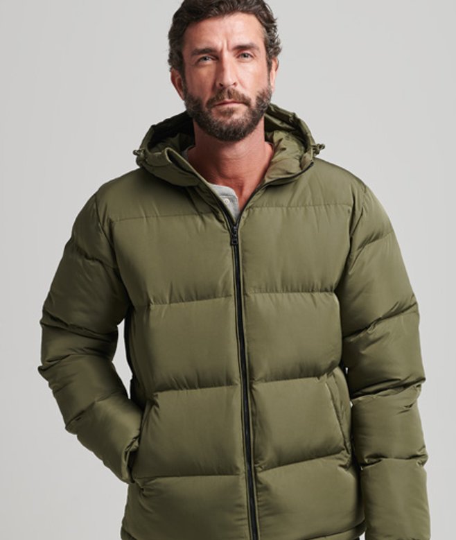 Superdry Herren Kurzer Steppmantel Kaki - Größe: L von Superdry