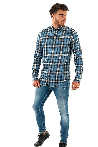 Superdry Herren L/S Cotton Lumberjack T-Shirt, Blau (Burghley Check Blue), XXL von Superdry