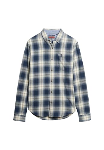 Superdry Herren L/S Cotton Lumberjack T-Shirt, Cedar Check Navy, M von Superdry