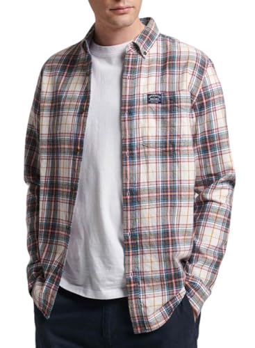 Superdry Herren L/S Cotton Lumberjack T-Shirt, Drayton Check Optic, L von Superdry