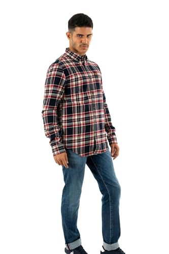 Superdry Herren L/S Cotton Lumberjack T-Shirt, Kansas Check Navy, L von Superdry