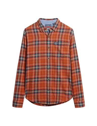 Superdry Herren L/S Cotton Lumberjack T-Shirt, Mehrfarbig (Drayton Check Orange), L von Superdry