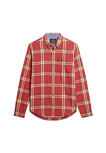 Superdry Herren L/S Cotton Lumberjack T-Shirt, Mehrfarbig (Drayton Check Red), XXL von Superdry