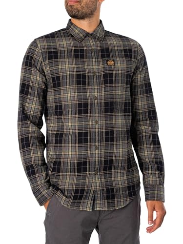 Superdry Herren L/S Cotton Lumberjack T-Shirt, Schwarz (Drayton Check Black), L von Superdry