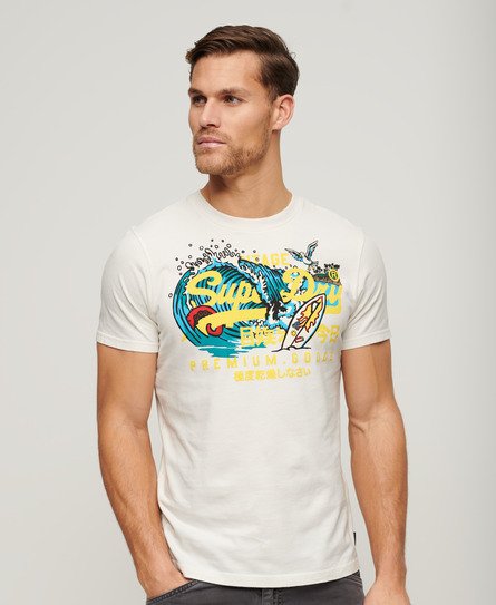 Superdry Herren Weiß LA T-Shirt mit Grafik Logo-Druck, Größe: L von Superdry