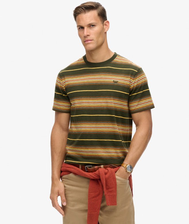 Superdry Herren Lässig Geschnittenes T-shirt mit Streifen Grün - Größe: L Superdry Herren Lässig Geschnittenes T-shirt mit Streifen Grün - Größe: L von Superdry