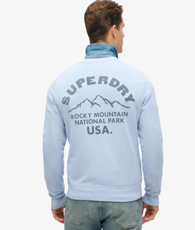 Superdry Herren Lässiges, Einfarbiges Lo-fi Outdoor Rundhals-sweatshirt Hellblau - Größe: M von Superdry