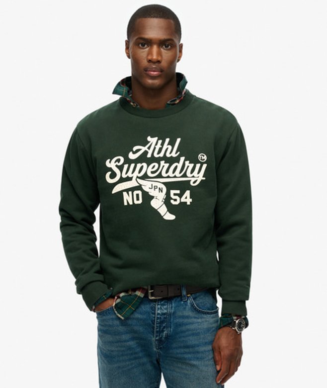 Superdry Herren Athletic Relaxed Sweatshirt Grün - Größe: Xxl von Superdry
