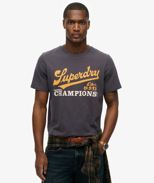 Superdry Herren Lässiges Athletic T-shirt Dunkelgrau - Größe: L von Superdry