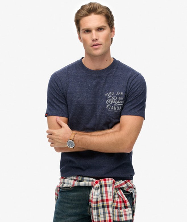 Superdry Herren Lässiges Industrial T-shirt Dark Blue - Größe: M von Superdry