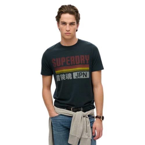 Superdry Herren Lässiges Japan T-Shirt mit Streifen Finster Marineblau XXXL von Superdry