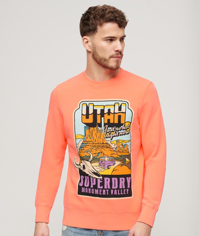 Superdry Herren Lässiges Neonfarbenes Travel Sweatshirt Orange - Größe: M von Superdry
