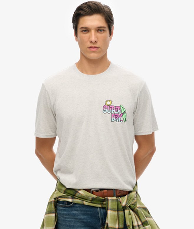 Superdry Herren Lässiges Neonfarbenes Travel T-shirt Hellgrau - Größe: XL von Superdry