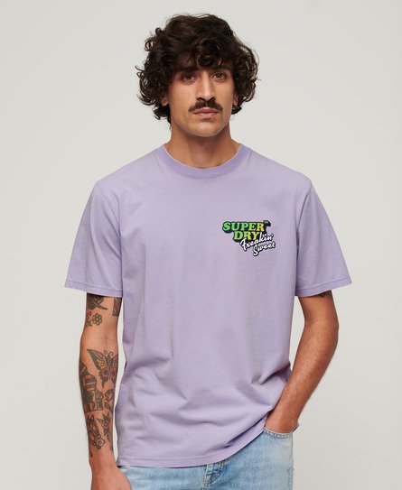 Superdry Herren Lässiges Neonfarbenes Travel T-Shirt Lila - Größe: XL von Superdry