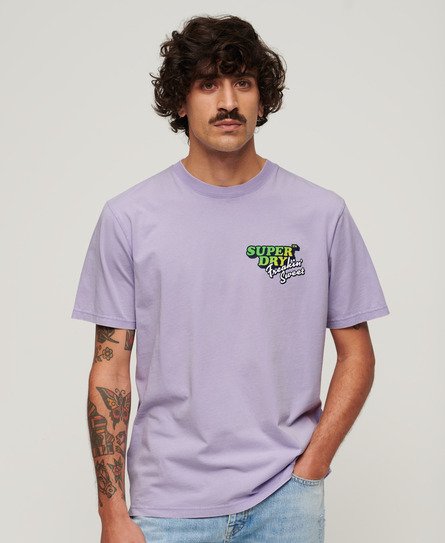 Superdry Herren Lässiges Neonfarbenes Travel T-Shirt Lila - Größe: Xxl von Superdry