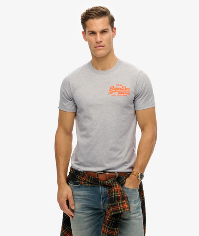 Superdry Herren Lässiges T-shirt mit Aufgesticktem Vintage Logo Dunkelgrau - Größe: S von Superdry