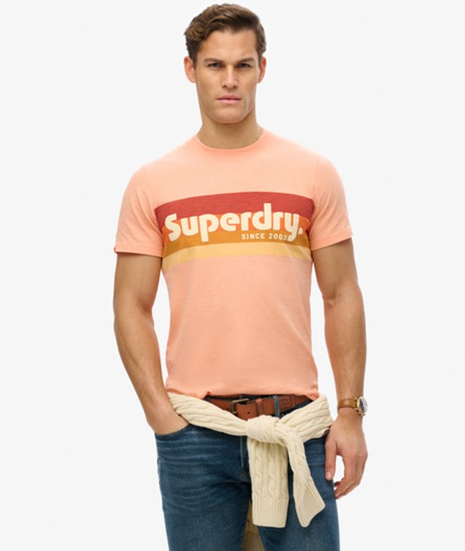 Superdry Herren Lässiges Terrain T-shirt mit Streifen und Logo Pink - Größe: XL von Superdry