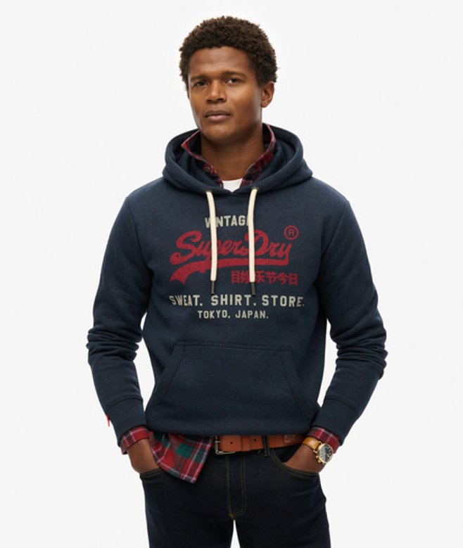 Superdry Herren Lässiges Vintage Logo Heritage Hoodie Marineblau - Größe: M von Superdry
