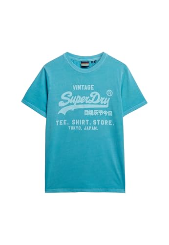 Superdry Herren Lässiges Vintage Logo T-Shirt in Neonfarben Neon-Himmelblau XXL von Superdry