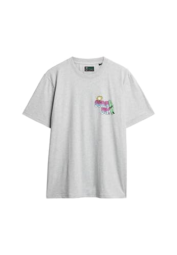 Superdry Herren Lässiges neonfarbenes Travel T-Shirt Gletschergrau Meliert XXL von Superdry