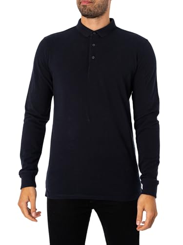 Superdry Herren Langärmeliges Poloshirt aus Baumwolle T-Shirt, Eklipse Navy, M von Superdry