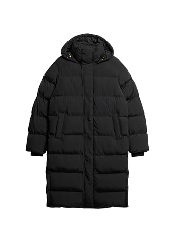 Superdry Herren Lange Steppjacke mit Kapuze Schwarz S von Superdry