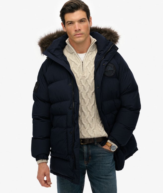Superdry Herren Langer Everest Baffled Parka Navy - Größe: Xxl von Superdry
