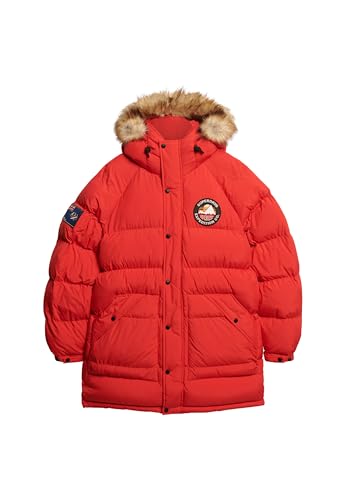 Superdry Herren Langer Everest Baffled Parka Traditionell Red L von Superdry
