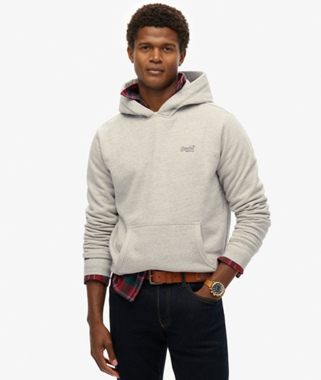 Superdry Herren Leicht Aufgerautes Essential Logo Hoodie Grey - Größe: Xxl von Superdry