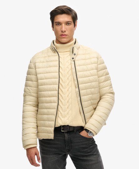 Superdry Men's Leichter, Kurzer Steppmantel Beige - Größe: L von Superdry