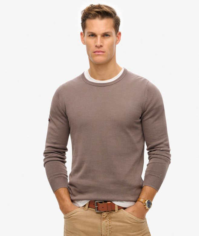 Superdry Herren Leichtes Essentials Strick-sweatshirt mit Rundhalsausschnitt Grey - Größe: Xxl von Superdry