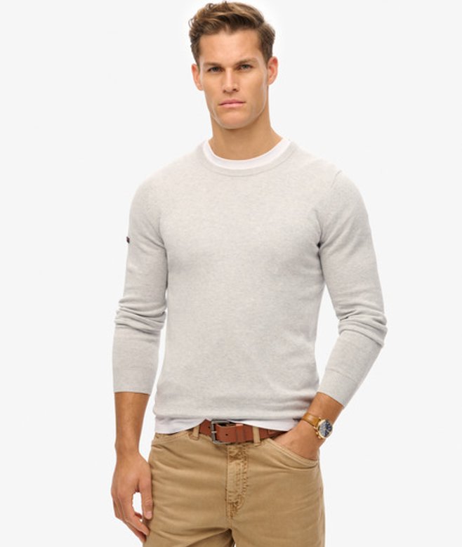 Superdry Herren Leichtes Essentials Strick-sweatshirt mit Rundhalsausschnitt Light Grey - Größe: L Superdry Herren Leichtes Essentials Strick-sweatshirt mit Rundhalsausschnitt Light Grey - Größe: L von Superdry