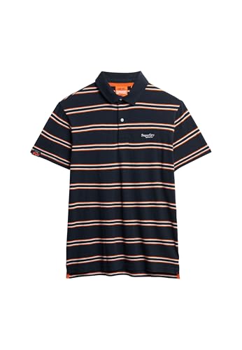 Superdry Herren Leichtes Jersey-Polohemd mit Streifen Finster Marineblau Bunt Gestreift M von Superdry