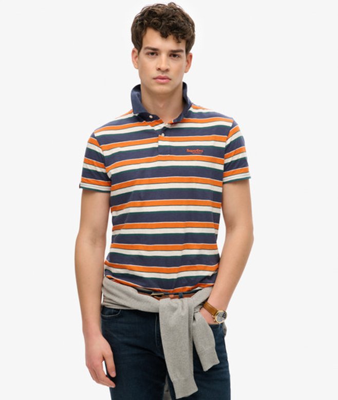 Superdry Herren Leichtes Jersey-polohemd mit Streifen Navy - Größe: XL von Superdry