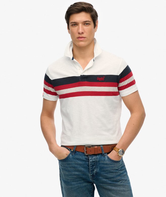 Superdry Herren Leichtes Streifen-jersey-poloshirt White - Größe: M von Superdry