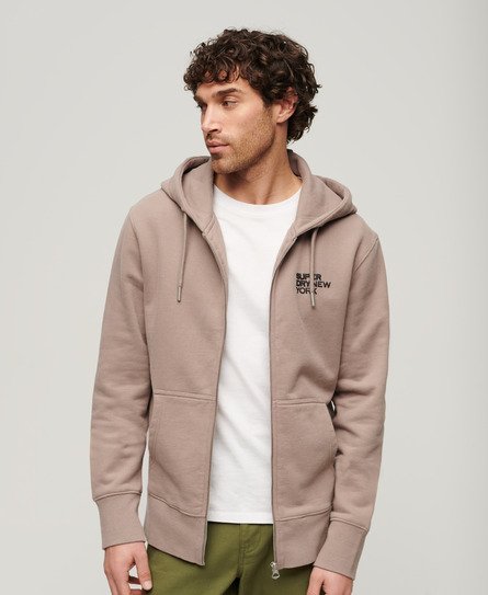 Superdry Herren Locker Geschnittene Luxury Sport Kapuzenjacke Beige - Größe: M von Superdry