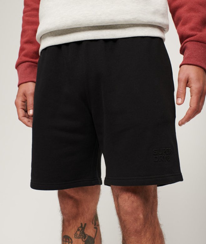 Superdry Herren Locker Geschnittene Sportswear Shorts mit Prägung Schwarz - Größe: L von Superdry