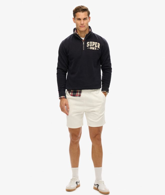 Superdry Herren Locker Geschnittene Sportswear Shorts mit Prägung Weiß - Größe: M von Superdry