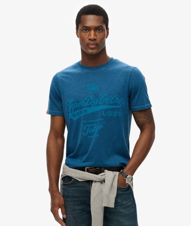 Superdry Herren Locker Geschnittenes, Verwaschenes Workwear T-shirt Blue - Größe: Xxxl von Superdry