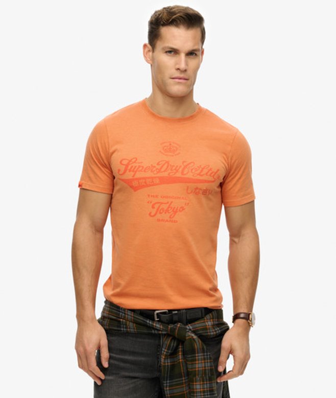 Superdry Herren Locker Geschnittenes, Verwaschenes Workwear T-shirt Orange - Größe: M von Superdry