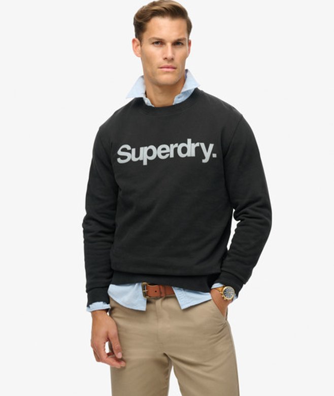 Superdry Herren Locker Geschnittenes City Sweatshirt mit Rundhalsausschnitt Schwarz - Größe: M von Superdry