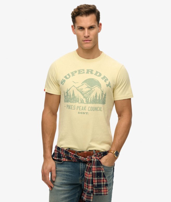 Superdry Herren Locker Geschnittenes Einfarbiges Lo-fi Outdoor T-shirt Gelb - Größe: L von Superdry