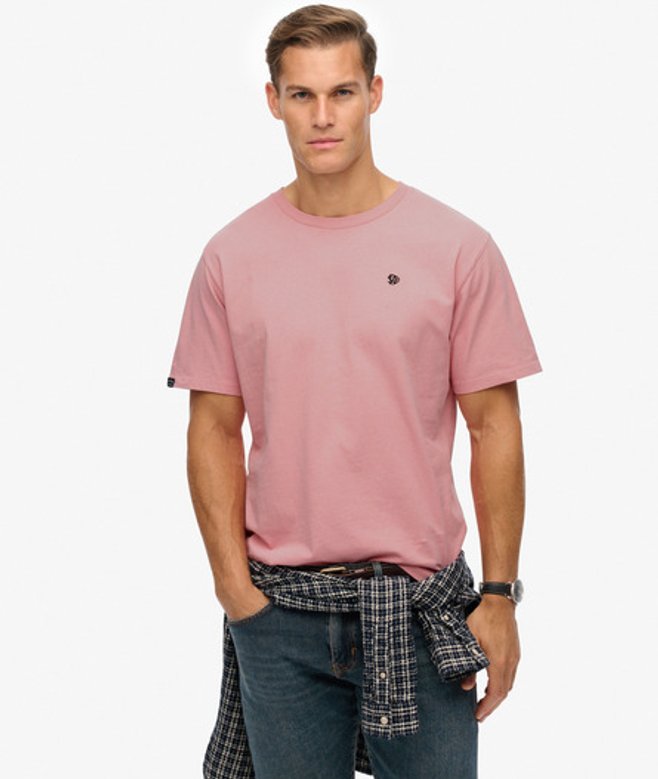 Superdry Herren Essentials T-shirt in Lockerer Passform Pink - Größe: L von Superdry