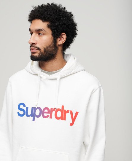 Superdry Herren Locker Geschnittenes Hoodie mit Core-Logo Weiß - Größe: L von Superdry