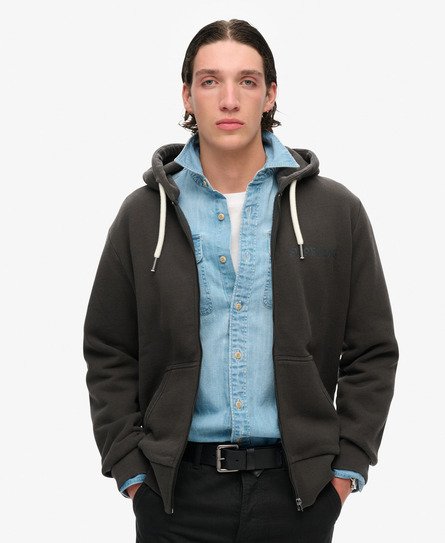 Superdry Herren Locker Geschnittenes Hoodie mit Tattoo-Grafik Schwarz - Größe: S von Superdry