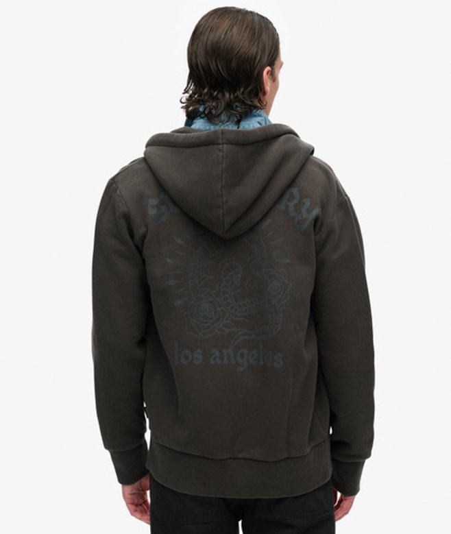 Superdry Herren Locker Geschnittenes Hoodie mit Tattoo-grafik Schwarz - Größe: M von Superdry