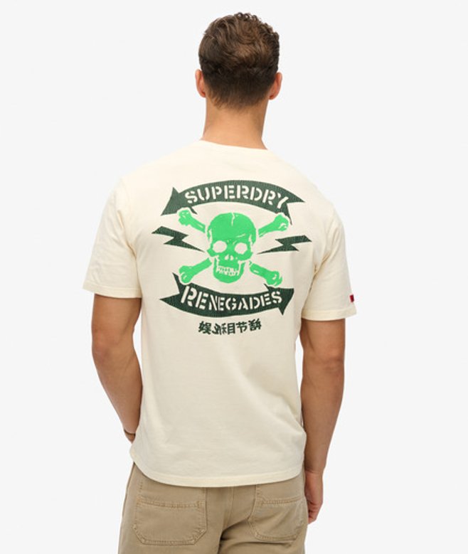 Superdry Herren Locker Geschnittenes Lo-fi T-shirt mit Punk-grafik Creme - Größe: M von Superdry